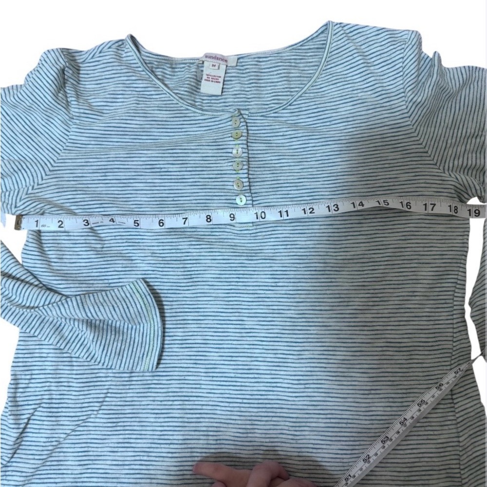 Sundance Light Blue Striped Henley Top - Picture 4 of 7